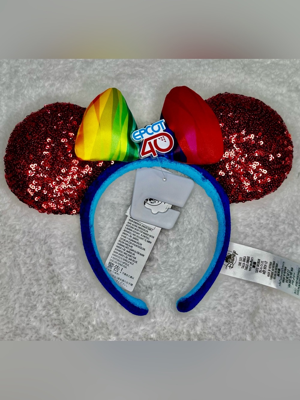 Disney Epcot 40th Anniversary Minnie Mouse Ears Sequin Headband New with Tags